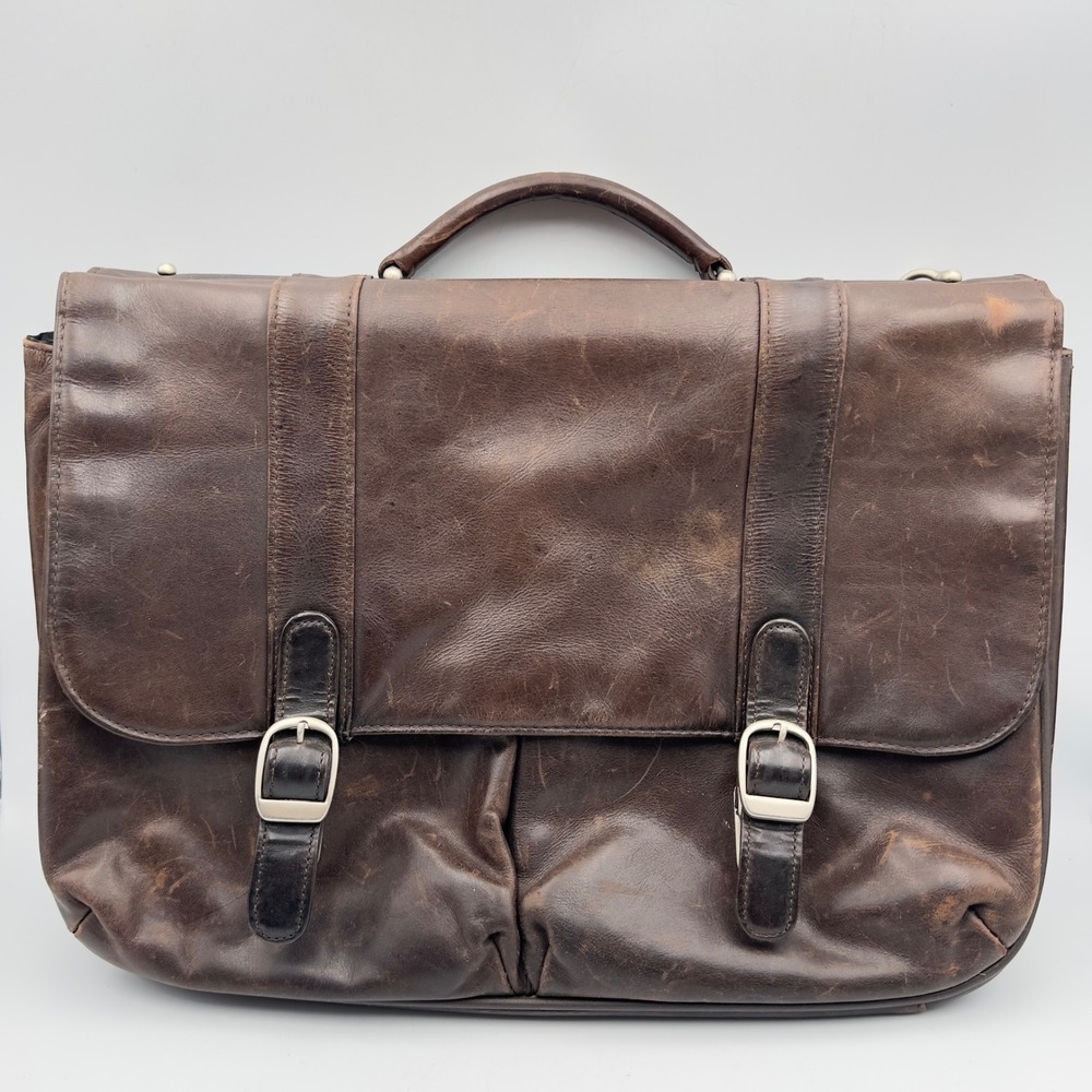 Samsonite Business Casual Series 113 Brown Leather Messenger Bag Briefcase